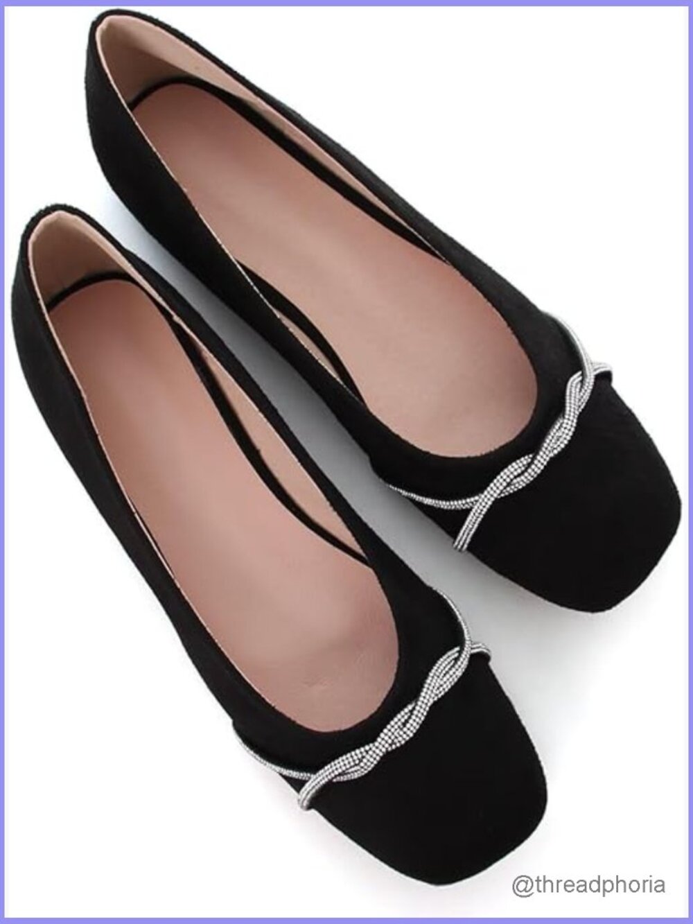 Women's Suede Pointed Toe Ballet Flats Rhinestone Bow Slip On Comfort Dress